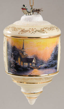 Thomas Kinkades Heirloom Glass Ornaments Christmas Chapel  - No Box