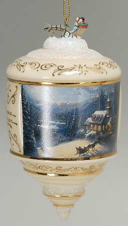 Thomas Kinkades Heirloom Glass Ornaments Sunday Evening Sleigh Ride - No Box