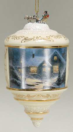 Thomas Kinkades Heirloom Glass Ornaments Home For The Evening  - No Box