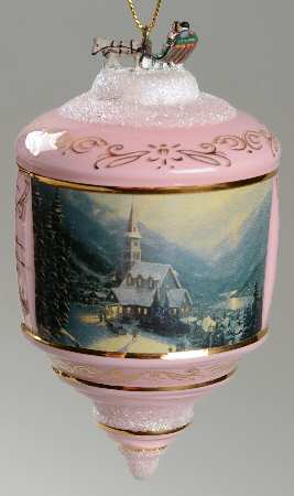Thomas Kinkades Heirloom Glass Ornaments Moonlit Village - No Box