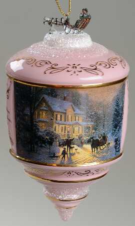 Thomas Kinkades Heirloom Glass Ornaments Home For The Holidays - No Box