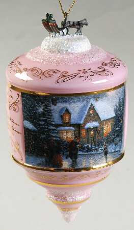 Thomas Kinkades Heirloom Glass Ornaments Skater's Pond - No Box