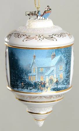 Thomas Kinkades Heirloom Glass Ornaments Evening Carolers  - No Box