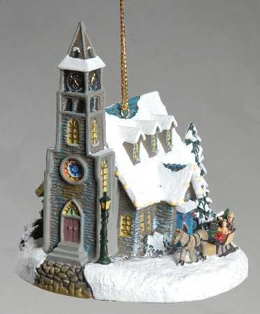 Thomas Kinkades Winter Memories Moonlit Village Church - No Box