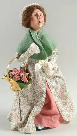 Williamsburg Woman With Flower Basket-Green Cape - No Box