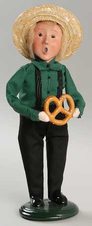 Amish Collection Boy With Pretzel-Green - No Box