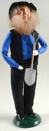 Amish Collection Man With Shovel-Blue - No Box