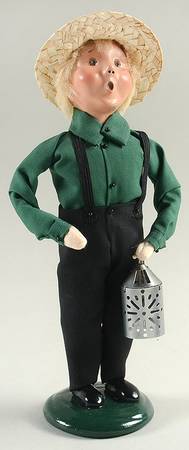 Amish Collection Boy With Lantern-Green - No Box