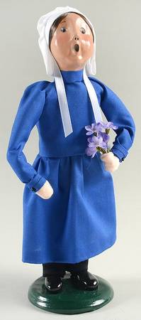 Amish Collection Girl With Flowers-Blue - No Box