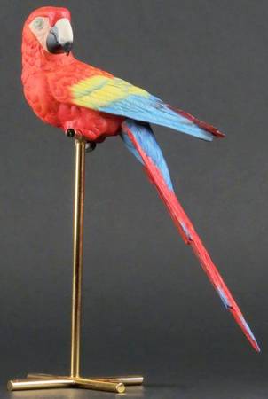 Porcelain and Brass-Birds Scarlet Macaw - No Box