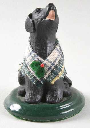 Singing Dogs Black Labrador With Green Plaid Scarf - No Box