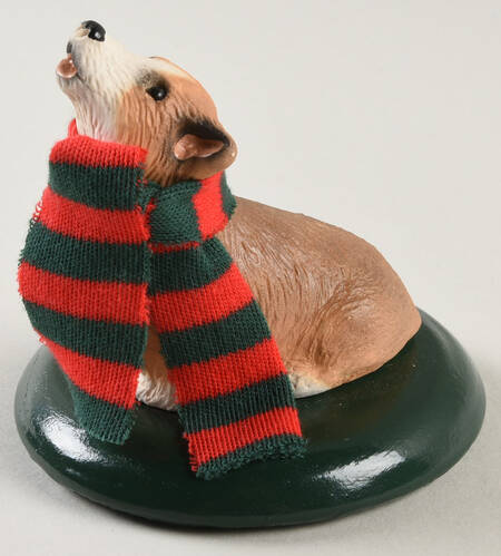 Singing Dogs Welsh Corgi W/ Striped Scarf - No Box
