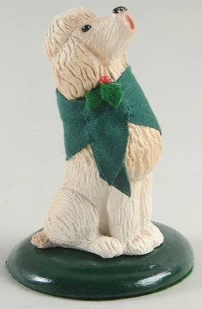Singing Dogs White Poodle With Green Bow - No Box