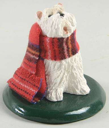 Singing Dogs White Scottie With Plaid Scarf - No Box