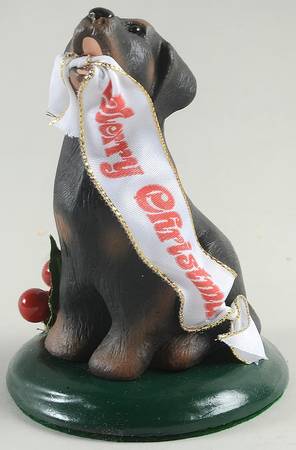 Singing Dogs Rottweiler With Christmas Banner - No Box