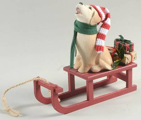 Singing Dogs Yellow Labrador On Sleigh - No Box