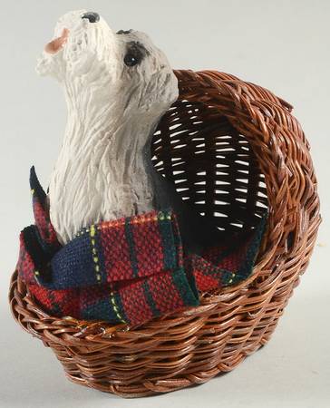 Singing Dogs Schnauzer In Basket - No Box