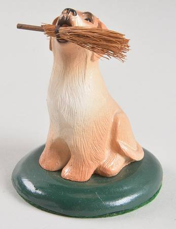 Singing Dogs Yellow Labrador With Straw Broom - No Box