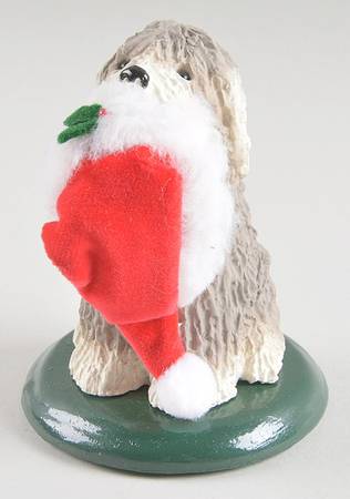 Singing Dogs Old English Sheepdog With Santa's Hat - No Box