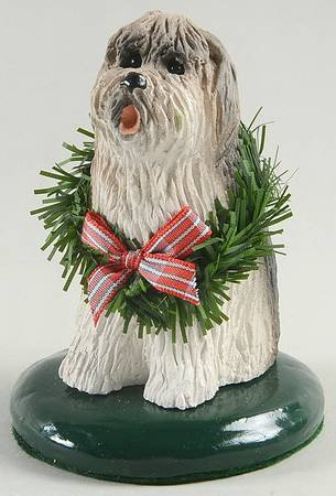Singing Dogs Old English Sheepdog With Wreath - No Box