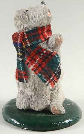 Singing Dogs Grey Dog With Plaid Scarf - No Box