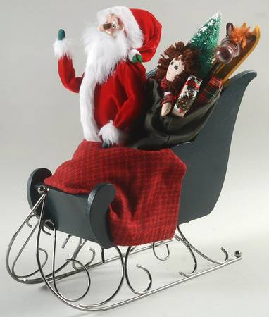 Santa & Mrs Claus Santa In Sleigh With Bag Of Toys - No Box