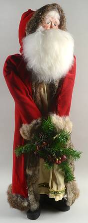 Fireside Display Red Coat-Fur Trim-Santa  - No Box