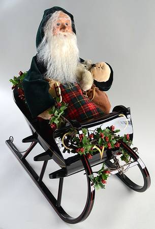 Fireside Display Santa In Sleigh- Green - No Box