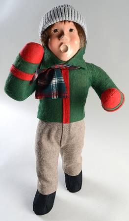 Fireside Display Boy Singing - Green Coat - No Box