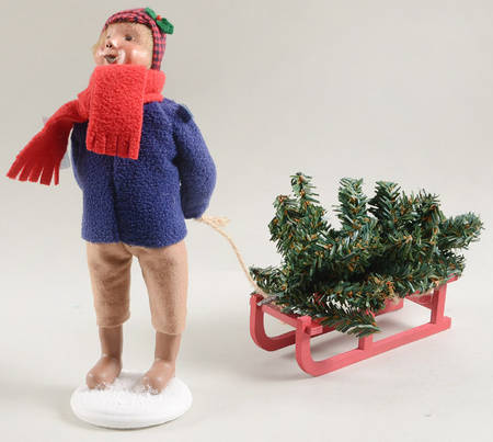 Snow Day Fun Specialty Characters Boy Bringing Home Tree - No Box