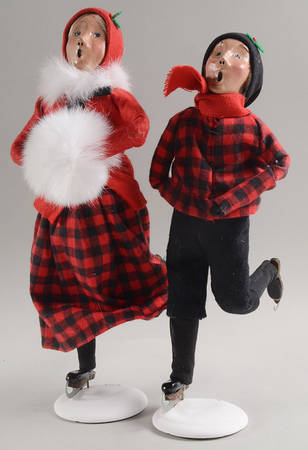 Winter Outdoor Activities Skater Couple - Red Plaid - No Box
