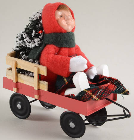 Winter Outdoor Activities Toddler In Wagon With Tree - No Box