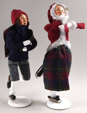 Winter Outdoor Activities Skater Couple-Blue & Gray - No Box