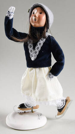 Winter Outdoor Activities Skater Girl-Blue Coat/White Skirt - No Box
