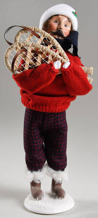 Winter Outdoor Activities Man With Snowshoes-Red Sweater - No Box