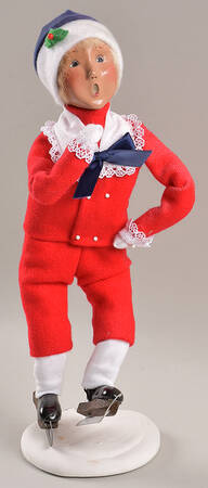 Winter Outdoor Activities Boy With Skates-Red Coat - No Box
