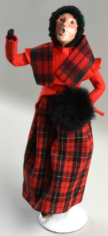 Winter Outdoor Activities Woman Skater-Red Plaid,Black Hat,Muff - No Box