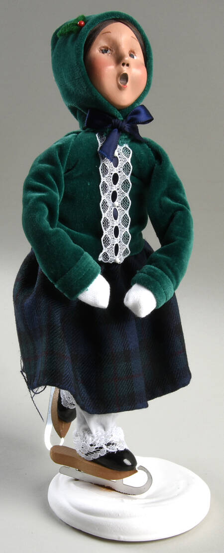 Winter Outdoor Activities Victorian Skater Girl - Green Coat - No Box