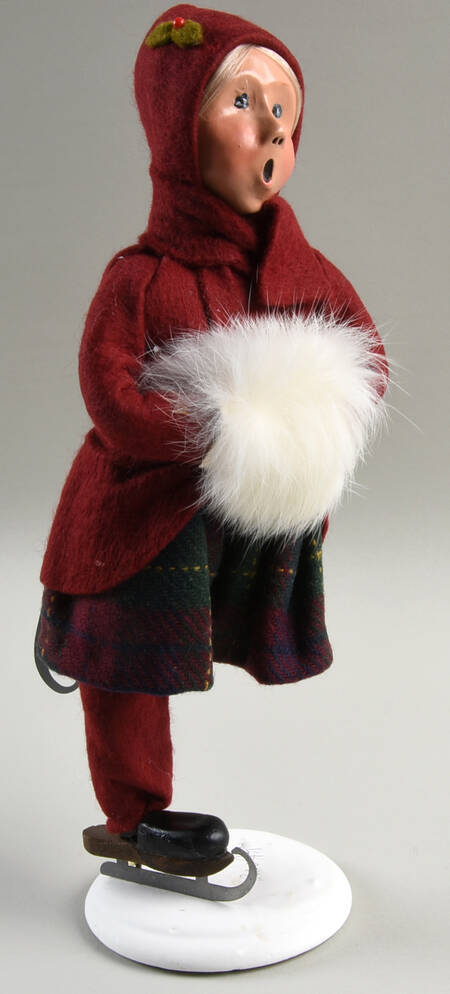 Winter Outdoor Activities Skater Girl Burgundy - White Muff - No Box