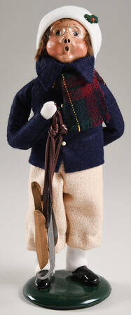 Winter Outdoor Activities Boy With Skates-Blue Coat - No Box