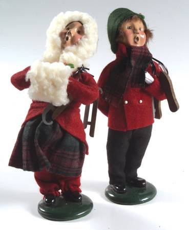 Winter Outdoor Activities Traditional Boy & Girl With Skates - No Box