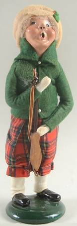 Winter Outdoor Activities Boy With Skates-Red Plaid Pants - No Box