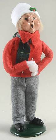 Winter Outdoor Activities Boy Holding Snowball-Red Coat - No Box