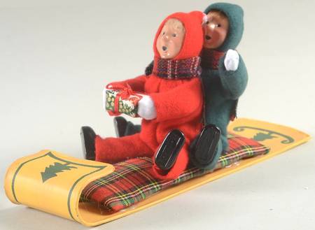 Winter Outdoor Activities Toddler Pair On Toboggan - No Box