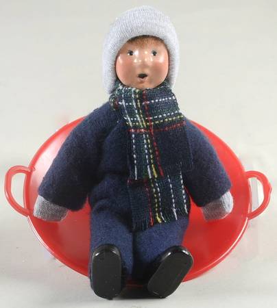 Winter Outdoor Activities Toddler On Snowsaucer-Blue Snowsuit - No Box