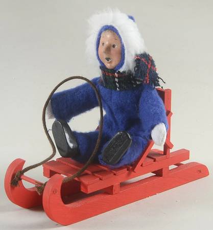 Winter Outdoor Activities Toddler On Sled-Blue Snowsuit - No Box