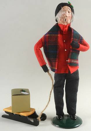 Winter Outdoor Activities Grandfather With Gift On Sled - No Box