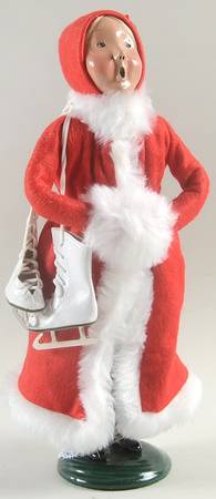 Winter Outdoor Activities Woman With Skates-Red Coat - No Box
