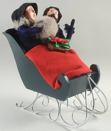 Winter Outdoor Activities Couple In Sleigh-Red Blanket - No Box