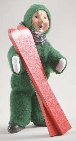 Winter Outdoor Activities Toddler With Skis-Green Snowsuit - No Box